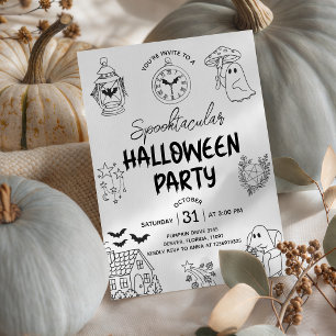 Convite de Linha de Arte para Festa de Halloween E