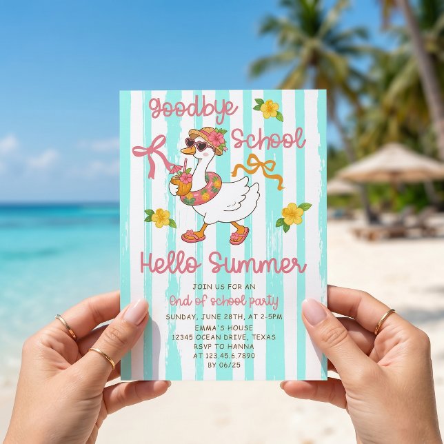 Convite de Listras de Olá Verão Silly Goose (Criador carregado)