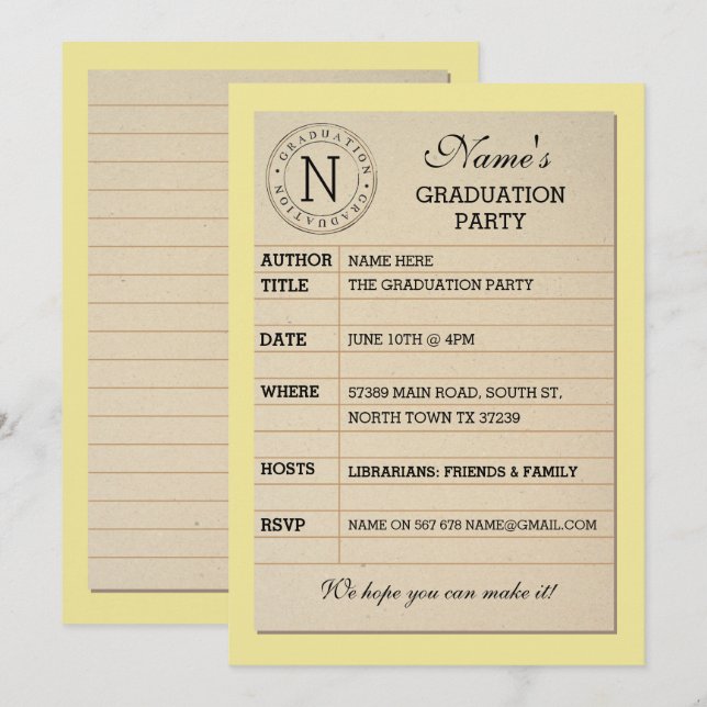 Convite de Livro Amarelo de Festa de formatura de  (Frente/Verso)