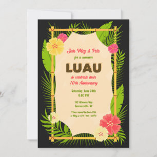 Convite de Luau com Moldura de Bambu