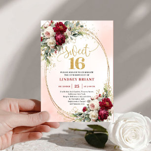 Convite de Luxo Boho Marrom Dourado Floral Sweet S