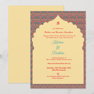 Convite de luxo étnico hindu para casamento indian