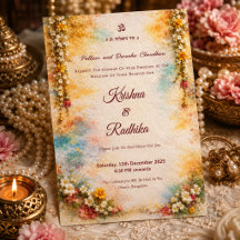 Convite de luxo étnico hindu para casamento indian