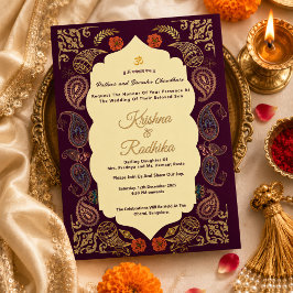 Convite de luxo étnico hindu para casamento indian