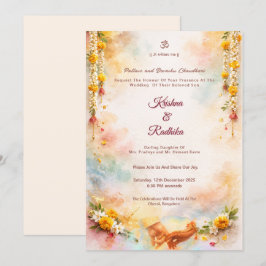Convite de luxo étnico hindu para casamento indian