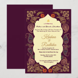 Convite de luxo étnico para casamento hindu indian