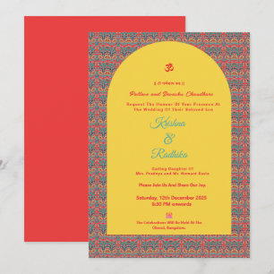 Convite de luxo étnico para casamento hindu indian