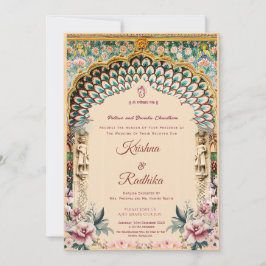 Convite de luxo étnico real para casamento indiano