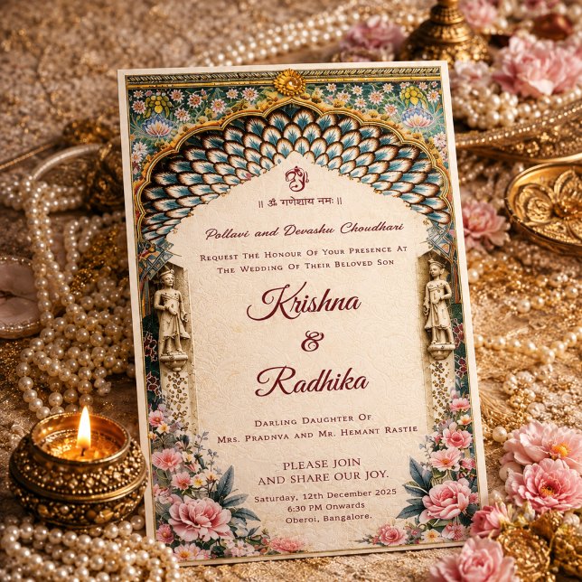 Convite de luxo étnico real para casamento indiano (Criador carregado)