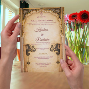 Convite de luxo étnico real para casamento indiano