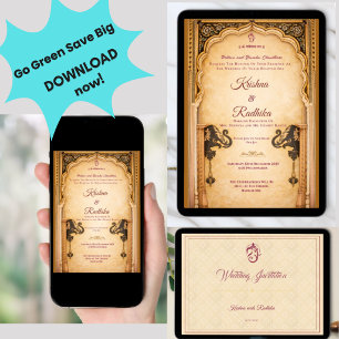 Convite de luxo étnico real para casamento indiano