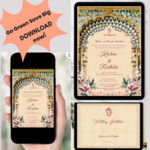 Convite de luxo étnico real para casamento indiano