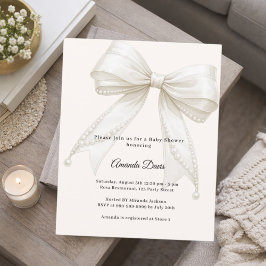 Convite de luxuoso Baby Shower com pérolas de marf