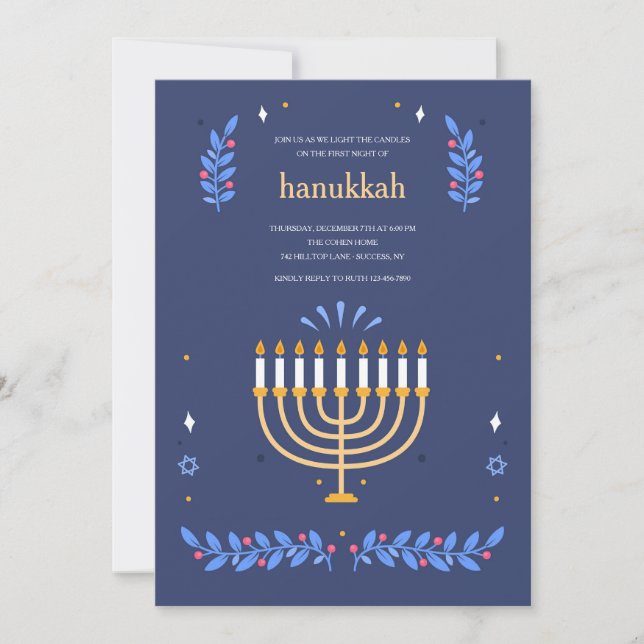 Convite de Luz de Hanukkah (Frente)