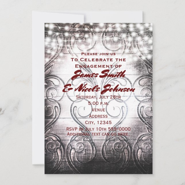 Convite de madeira branco vintage esculpido com co (Frente)