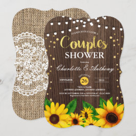 Convite de madeira do chá dos casais do girassol