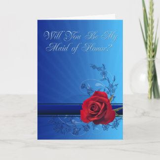 Convite de madrinha de casamento com rosa vermelha