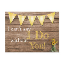 Convite de madrinha rústico com girassol e xadrez