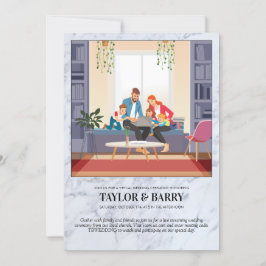 Convite de Mármore para Chá de Noiva Virtual