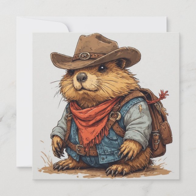 convite de marmota cowboy (Frente)