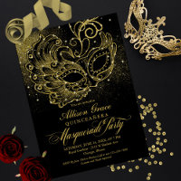 Convite de Máscara de Quinceanera Ouro Preto