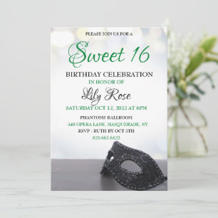 Convite de Mascarada para festa de 16 anos doce
