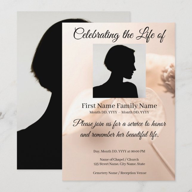 Convite de memorial de Anthurium (Frente/Verso)