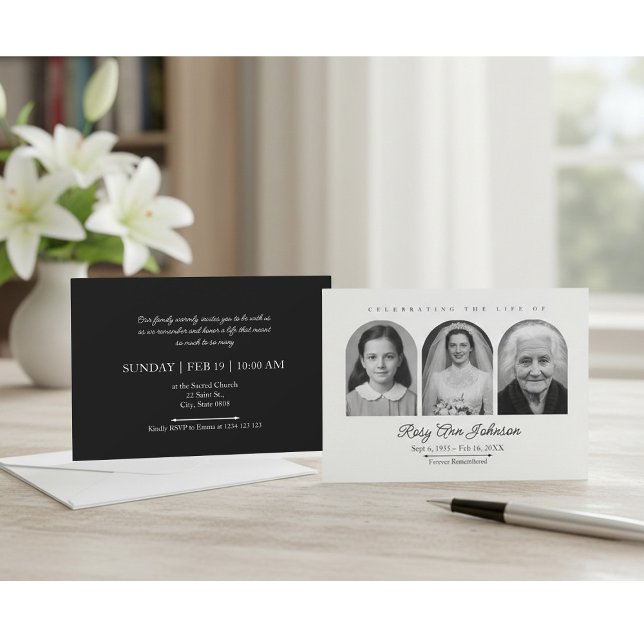 Convite de Memorial Personalizado com 3 Fotos (Criador carregado)