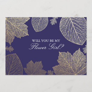 Convite de Menina das Flores de Casamento Navy Out