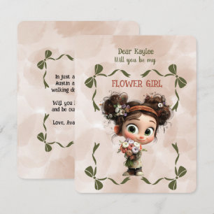 Convite de Menina de Flores Floral Marrom Aquarela