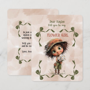 Convite de Menina de Flores Floral Marrom Aquarela