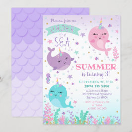 Convite de Menina Narval Sob o Mar