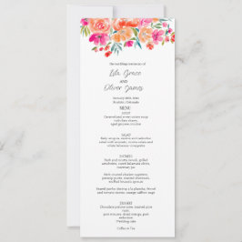 Convite de Menu de Casamento de Flores Selvagens E