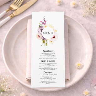 Convite de Menu de Casamento Floral Elegante