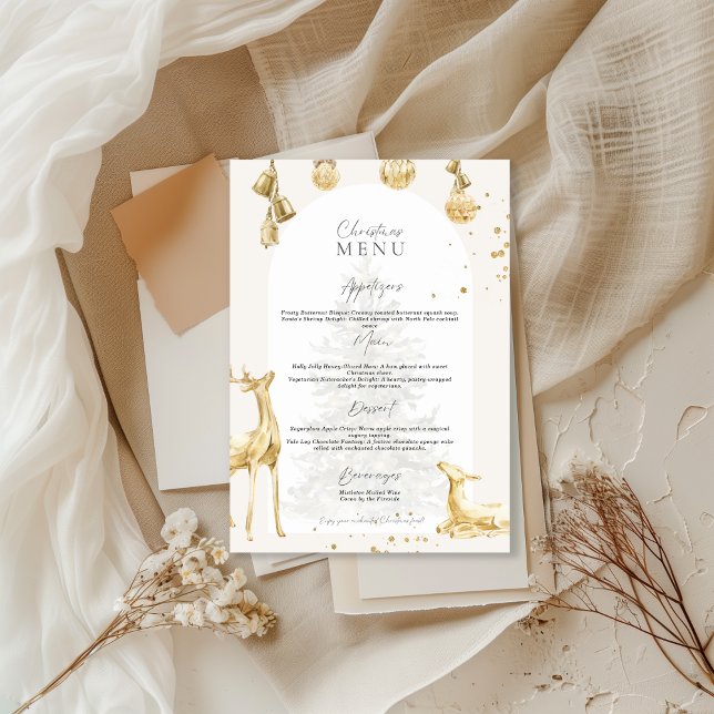 Convite de Menu de Festa de Fim de Ano Elegante (Criador carregado)