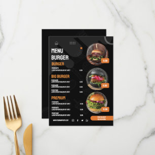 Convite de Menu de Restaurante de Hambúrguer Elega