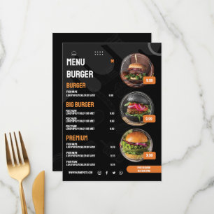 Convite de Menu de Restaurante de Hambúrguer Elega