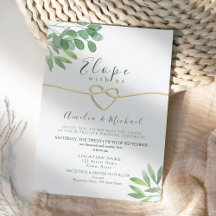 Convite de Micro Casamento Greenery Elope