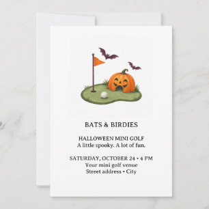 Convite de Mini Golfe de Halloween Bats and Birdie