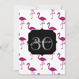 Convite de monograma com padrão de flamingo rosa b