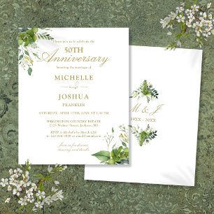 Convite de Monograma de Verdura do 50º Aniversário