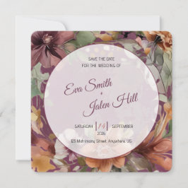 Convite de Moody Fall Floral Save the Date