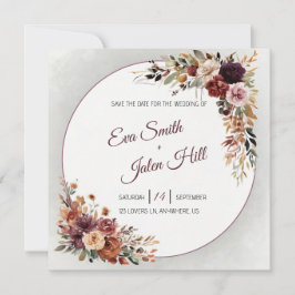 Convite de Moody Fall Floral Square para Salvar a