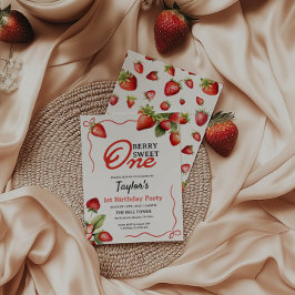 Convite de morango de primeiro aniversario