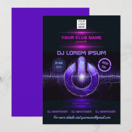 Convite de música e dança de DJ com logotipo adici