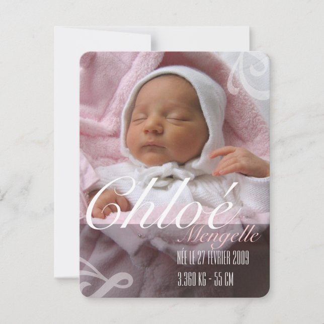 Convite de nascimento - Rapariga (Frente)