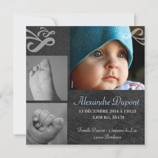 Convite de nascimento Rapaz (Frente)