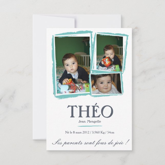 Convite de nascimento Rapaz - Fusano (Frente)