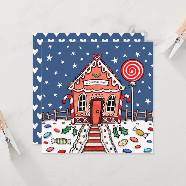 Convite de Natal à Casa de Pão de Gengibre Persona (Frente/Verso In Situ)