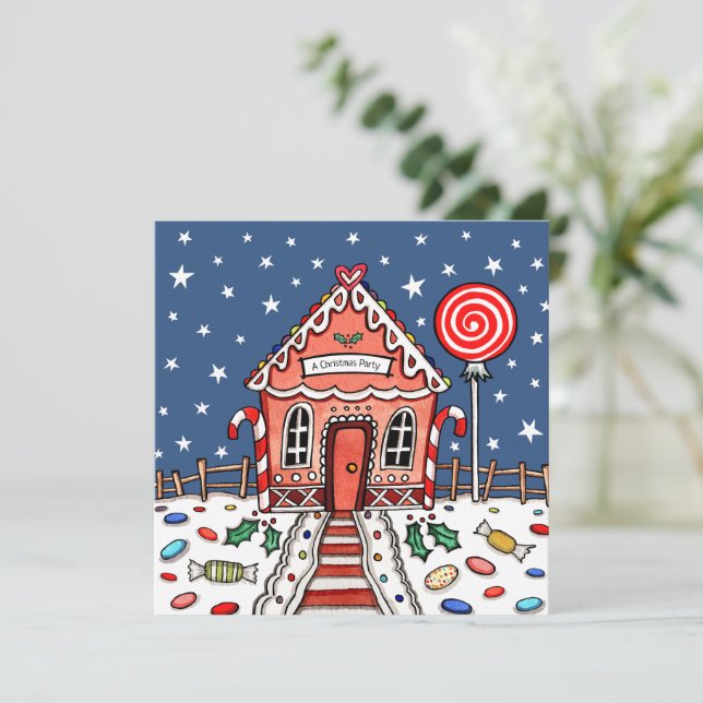 Convite de Natal à Casa de Pão de Gengibre Persona (Em pé/Frente)